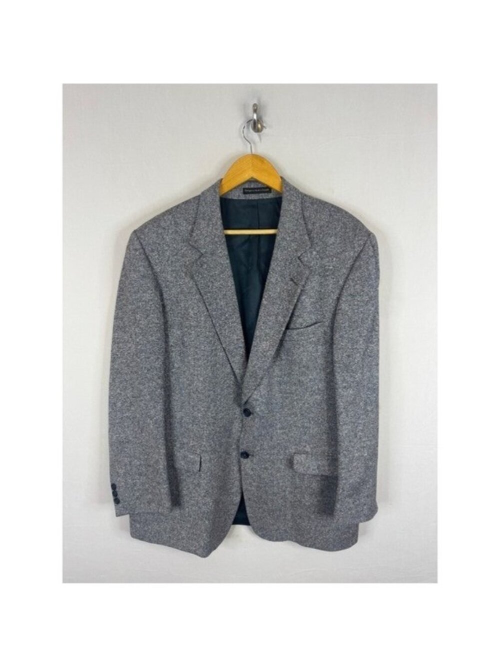 Gardiner of Selkirk Silk Wool Donegal Irish Tweed Blazer Grey Sport Coat 44 Reg